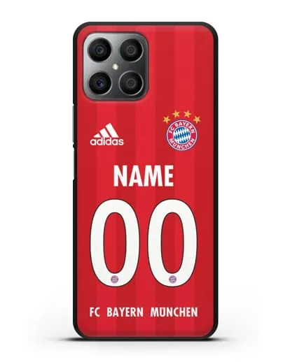 Именной чехол ФК Бавария Мюнхен с фамилией и номером (сезон 2020-2021) домашняя форма силиконовый для Honor X8
