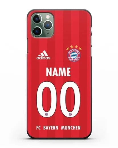 Именной чехол ФК Бавария Мюнхен с фамилией и номером (сезон 2020-2021) домашняя форма силиконовый для iPhone 11 Pro Max