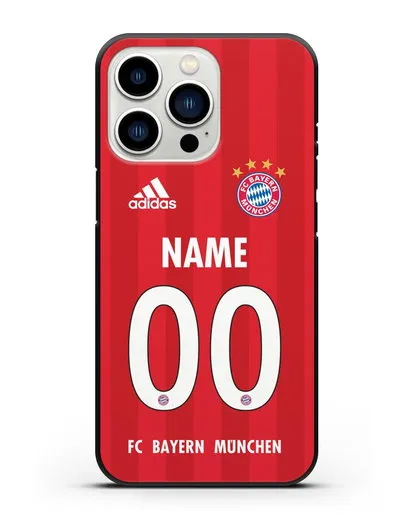 Именной чехол ФК Бавария Мюнхен с фамилией и номером (сезон 2020-2021) домашняя форма силиконовый для iPhone 13 Pro