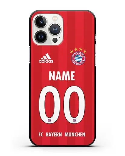 Именной чехол ФК Бавария Мюнхен с фамилией и номером (сезон 2020-2021) домашняя форма силиконовый для iPhone 13 Pro Max