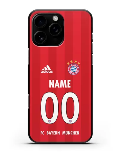 Именной чехол ФК Бавария Мюнхен с фамилией и номером (сезон 2020-2021) домашняя форма силиконовый для iPhone 16 Pro Max