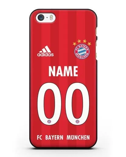 Именной чехол ФК Бавария Мюнхен с фамилией и номером (сезон 2020-2021) домашняя форма силиконовый для iPhone 5/5s/SE