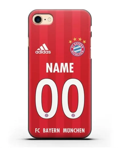Именной чехол ФК Бавария Мюнхен с фамилией и номером (сезон 2020-2021) домашняя форма силиконовый для iPhone 8