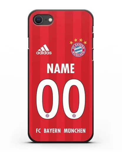 Именной чехол ФК Бавария Мюнхен с фамилией и номером (сезон 2020-2021) домашняя форма силиконовый для iPhone SE 2020