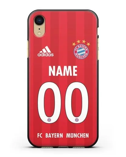 Именной чехол ФК Бавария Мюнхен с фамилией и номером (сезон 2020-2021) домашняя форма силиконовый для iPhone XR