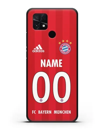 Именной чехол ФК Бавария Мюнхен с фамилией и номером (сезон 2020-2021) домашняя форма силиконовый для Xiaomi Poco C40