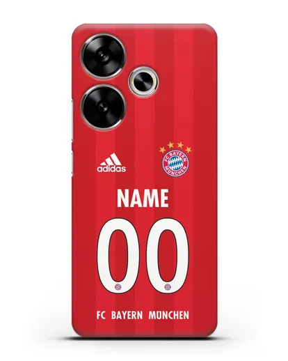Именной чехол ФК Бавария Мюнхен с фамилией и номером (сезон 2020-2021) домашняя форма силиконовый для Xiaomi Poco F6