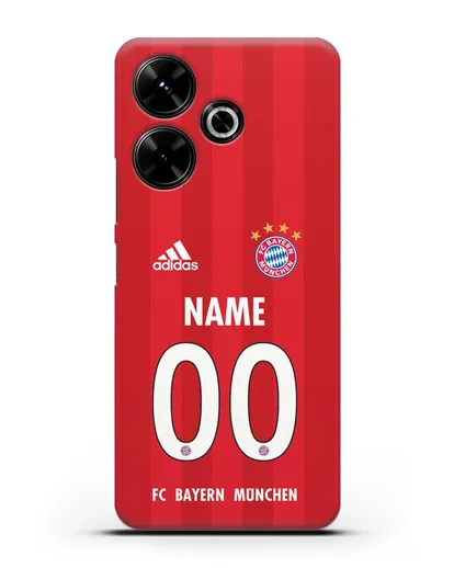 Именной чехол ФК Бавария Мюнхен с фамилией и номером (сезон 2020-2021) домашняя форма силиконовый для Xiaomi Poco M6