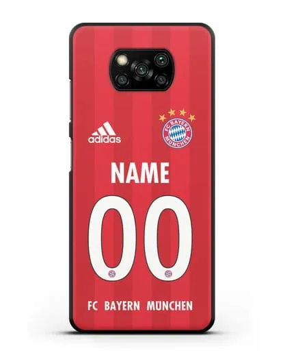 Именной чехол ФК Бавария Мюнхен с фамилией и номером (сезон 2020-2021) домашняя форма силиконовый для Xiaomi Poco X3