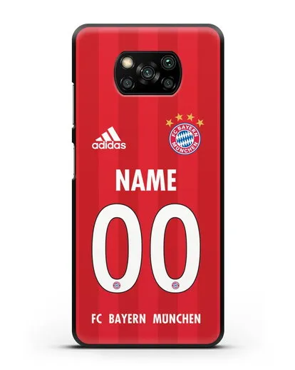 Именной чехол ФК Бавария Мюнхен с фамилией и номером (сезон 2020-2021) домашняя форма силиконовый для Xiaomi Poco X3 Pro