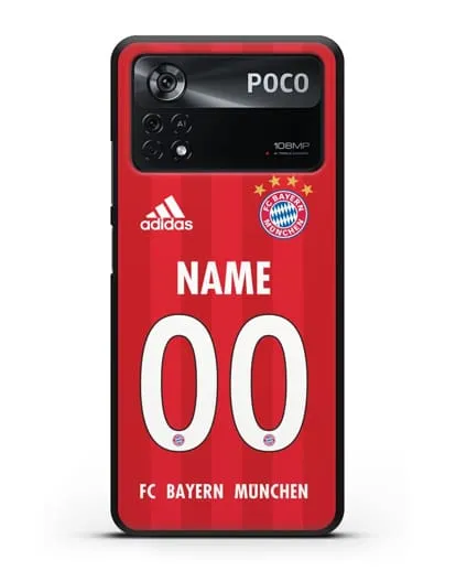 Именной чехол ФК Бавария Мюнхен с фамилией и номером (сезон 2020-2021) домашняя форма силиконовый для Xiaomi Poco X4 Pro