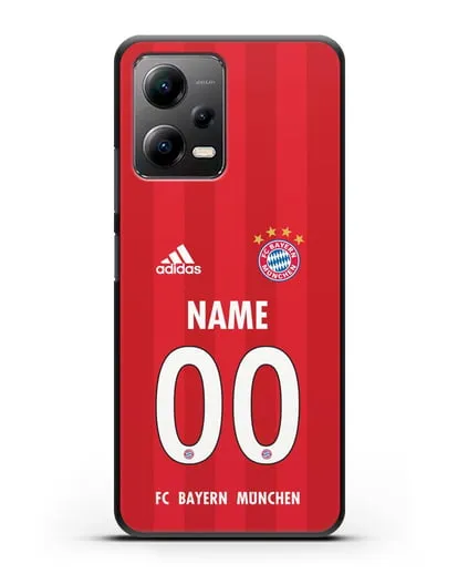 Именной чехол ФК Бавария Мюнхен с фамилией и номером (сезон 2020-2021) домашняя форма силиконовый для Xiaomi Poco X5