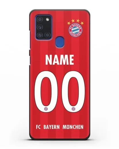 Именной чехол ФК Бавария Мюнхен с фамилией и номером (сезон 2020-2021) домашняя форма силиконовый для Samsung Galaxy A21s [SM-A217F]