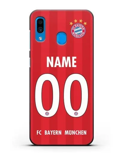 Именной чехол ФК Бавария Мюнхен с фамилией и номером (сезон 2020-2021) домашняя форма силиконовый для Samsung Galaxy A30 [SM-A305FN]