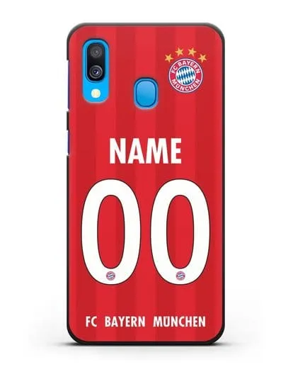 Именной чехол ФК Бавария Мюнхен с фамилией и номером (сезон 2020-2021) домашняя форма силиконовый для Samsung Galaxy A40 [SM-A405F]