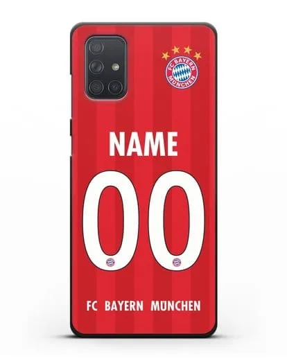Именной чехол ФК Бавария Мюнхен с фамилией и номером (сезон 2020-2021) домашняя форма силиконовый для Samsung Galaxy A71 [SM-A715F]