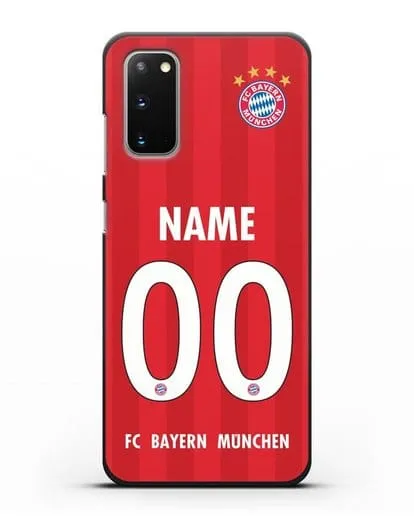 Именной чехол ФК Бавария Мюнхен с фамилией и номером (сезон 2020-2021) домашняя форма силиконовый для Samsung Galaxy S20 [SM-G980F]