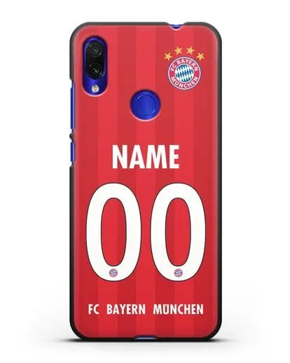 Именной чехол ФК Бавария Мюнхен с фамилией и номером (сезон 2020-2021) домашняя форма силиконовый для Xiaomi Redmi Note 7