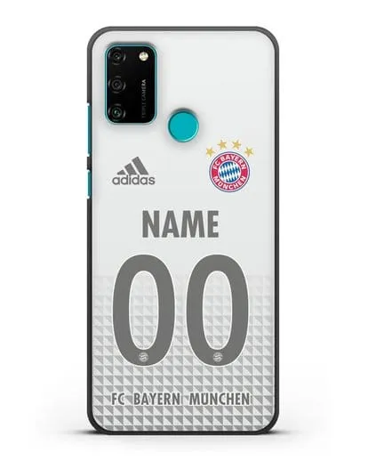 Именной чехол ФК Бавария Мюнхен с фамилией и номером (сезон 2020-2021) гостевая форма силиконовый для Honor 9A