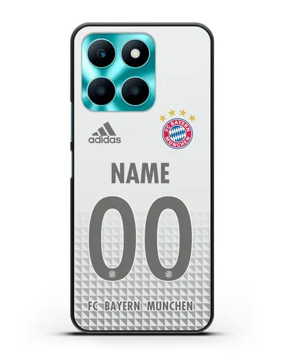 Именной чехол ФК Бавария Мюнхен с фамилией и номером (сезон 2020-2021) гостевая форма силиконовый для Honor X6a