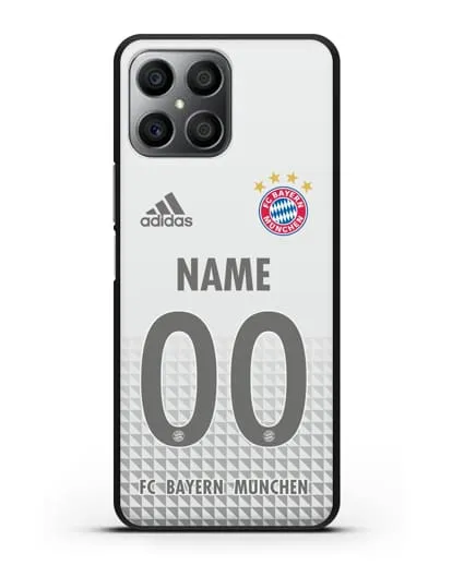 Именной чехол ФК Бавария Мюнхен с фамилией и номером (сезон 2020-2021) гостевая форма силиконовый для Honor X8