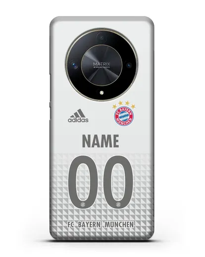 Именной чехол ФК Бавария Мюнхен с фамилией и номером (сезон 2020-2021) гостевая форма силиконовый для Honor X9b