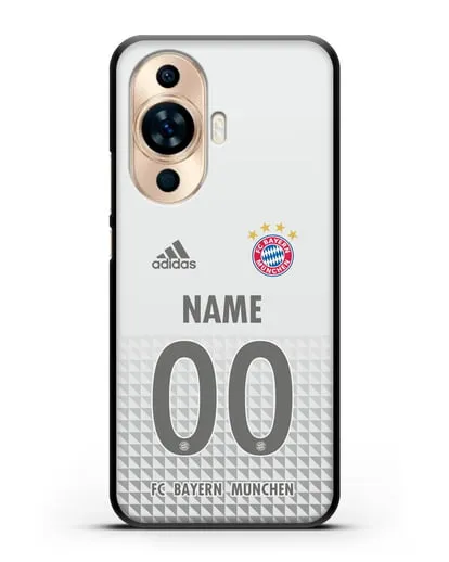 Именной чехол ФК Бавария Мюнхен с фамилией и номером (сезон 2020-2021) гостевая форма силиконовый для Huawei Nova 11