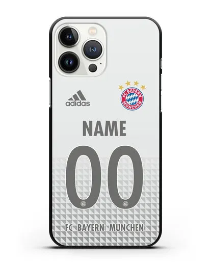Именной чехол ФК Бавария Мюнхен с фамилией и номером (сезон 2020-2021) гостевая форма силиконовый для iPhone 13 Pro Max