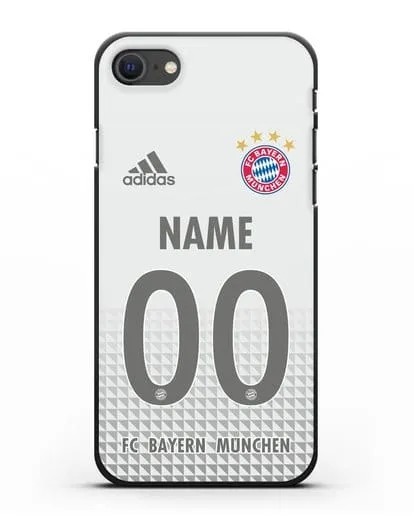 Именной чехол ФК Бавария Мюнхен с фамилией и номером (сезон 2020-2021) гостевая форма силиконовый для iPhone SE 2020
