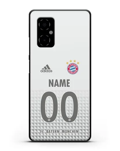Именной чехол ФК Бавария Мюнхен с фамилией и номером (сезон 2020-2021) гостевая форма силиконовый для Xiaomi Poco M4 5G