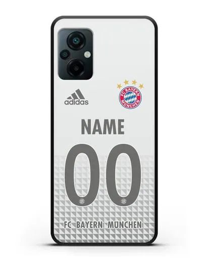 Именной чехол ФК Бавария Мюнхен с фамилией и номером (сезон 2020-2021) гостевая форма силиконовый для Xiaomi Poco M5