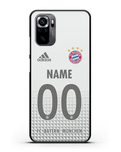 Именной чехол ФК Бавария Мюнхен с фамилией и номером (сезон 2020-2021) гостевая форма силиконовый для Xiaomi Poco M5s