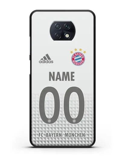 Именной чехол ФК Бавария Мюнхен с фамилией и номером (сезон 2020-2021) гостевая форма силиконовый для Xiaomi Redmi Note 9T