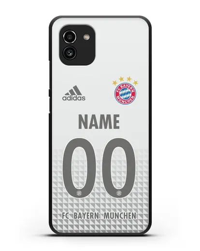 Именной чехол ФК Бавария Мюнхен с фамилией и номером (сезон 2020-2021) гостевая форма силиконовый для Samsung Galaxy A03 [SM-A035]