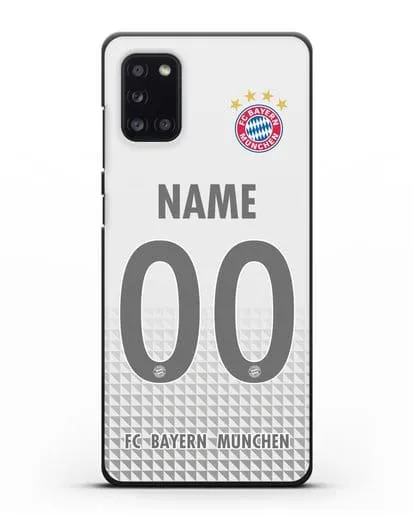 Именной чехол ФК Бавария Мюнхен с фамилией и номером (сезон 2020-2021) гостевая форма силиконовый для Samsung Galaxy A31 [SM-A315F]