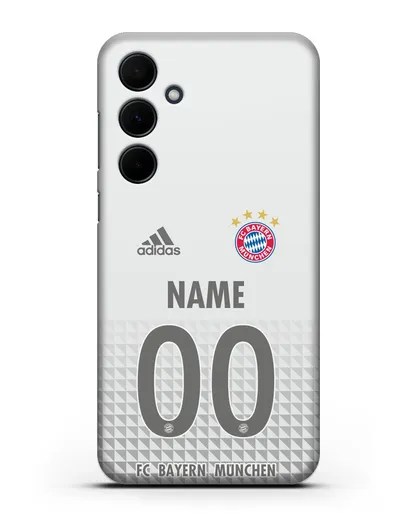 Именной чехол ФК Бавария Мюнхен с фамилией и номером (сезон 2020-2021) гостевая форма силиконовый для Samsung Galaxy A55 [SM-A556]