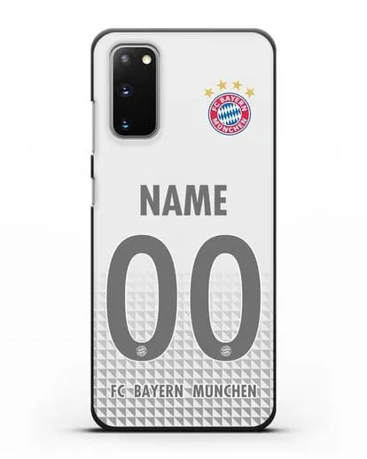 Именной чехол ФК Бавария Мюнхен с фамилией и номером (сезон 2020-2021) гостевая форма силиконовый для Samsung Galaxy S20 [SM-G980F]