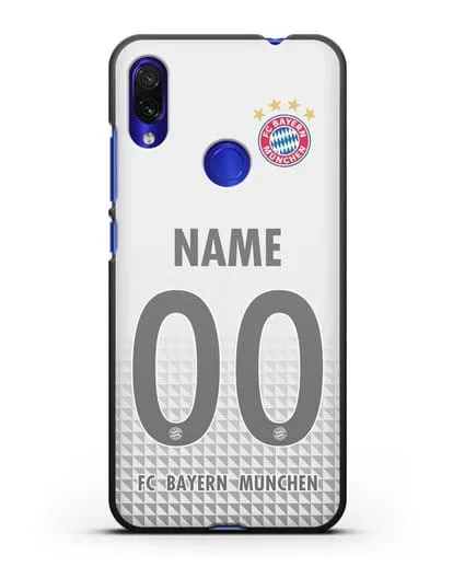 Именной чехол ФК Бавария Мюнхен с фамилией и номером (сезон 2020-2021) гостевая форма силиконовый для Xiaomi Redmi Note 7