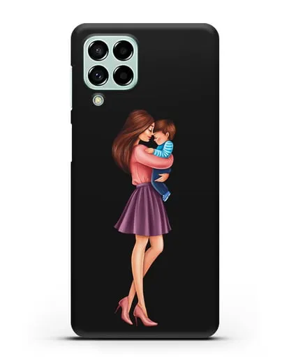 Чехол с иллюстрацией Мама шатенка с сыном силиконовый для Samsung Galaxy M53 [SM-M536]