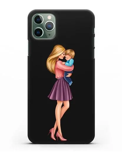 Чехол с иллюстрацией Мама блондинка с сыном силиконовый для iPhone 11 Pro Max