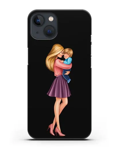 Чехол с иллюстрацией Мама блондинка с сыном силиконовый для iPhone 13 Mini