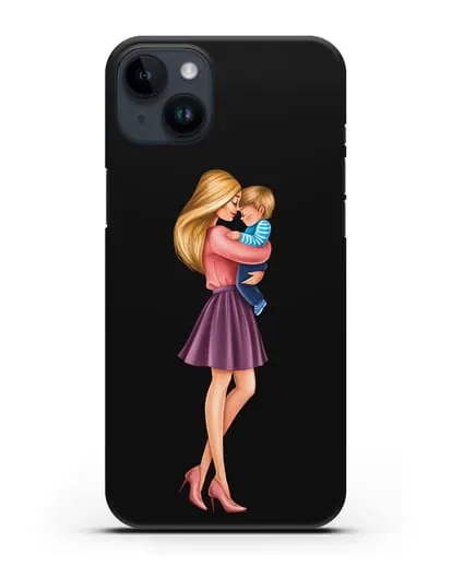 Чехол с иллюстрацией Мама блондинка с сыном силиконовый для iPhone 14 Plus