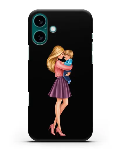 Чехол с иллюстрацией Мама блондинка с сыном силиконовый для iPhone 16 Plus