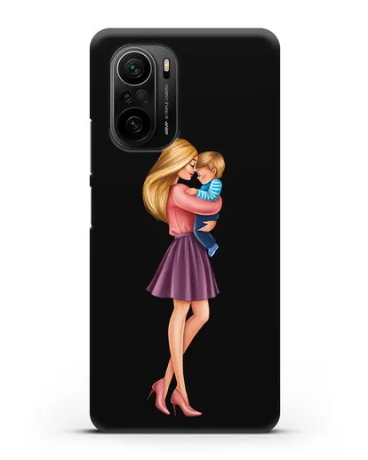 Чехол с иллюстрацией Мама блондинка с сыном силиконовый для Xiaomi Poco F3