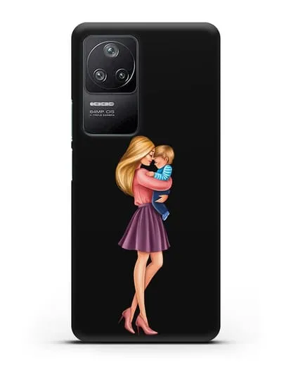 Чехол с иллюстрацией Мама блондинка с сыном силиконовый для Xiaomi Poco F4