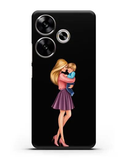 Чехол с иллюстрацией Мама блондинка с сыном силиконовый для Xiaomi Poco F6