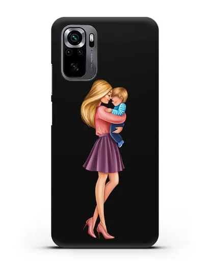 Чехол с иллюстрацией Мама блондинка с сыном силиконовый для Xiaomi Poco M5s