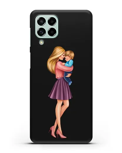 Чехол с иллюстрацией Мама блондинка с сыном силиконовый для Samsung Galaxy M53 [SM-M536]