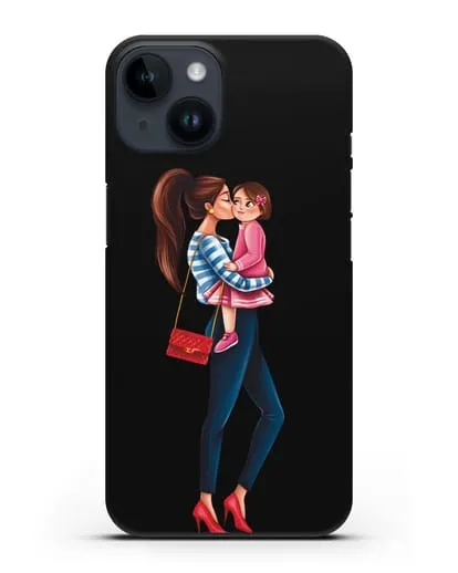 Чехол с иллюстрацией Мама шатенка с дочкой силиконовый для iPhone 14