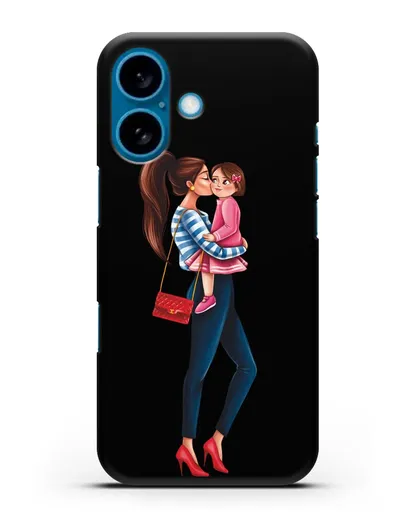 Чехол с иллюстрацией Мама шатенка с дочкой силиконовый для iPhone 16